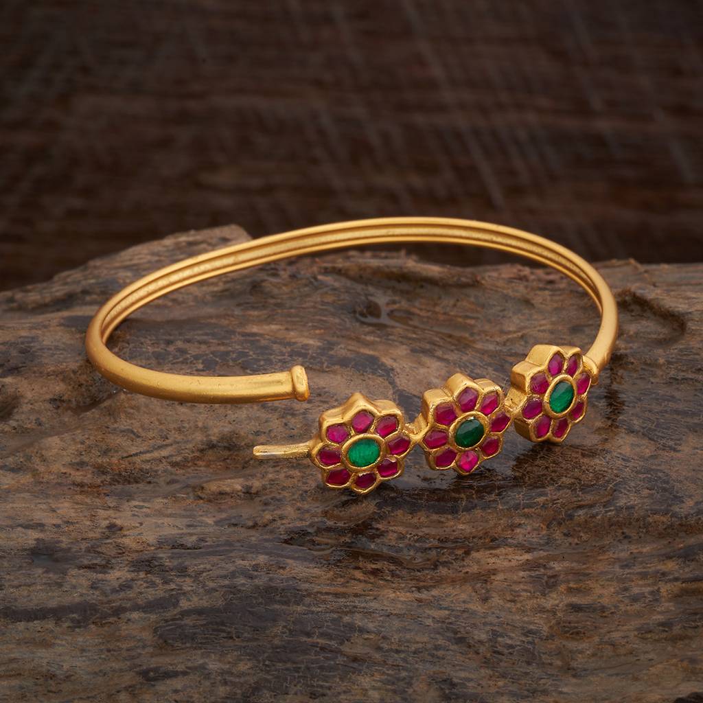 Kushal'S Fashion Jewellery Ruby-Green Gold-Plated Antique Kada : 426576