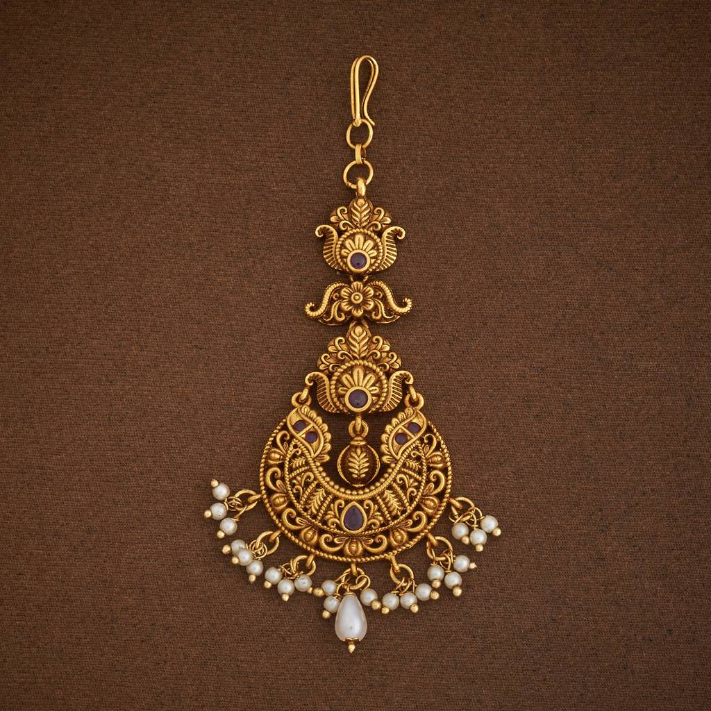 Kushal'S Fashion Jewellery Ruby Gold-Plated Ethnic Antique Maang Tikka-185652 : 442880