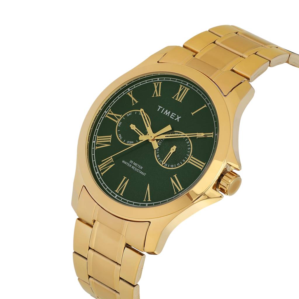 Timex Trendline Round 44Mm Green Dial Analog Men Watch - Tw000X142 : TW000X142