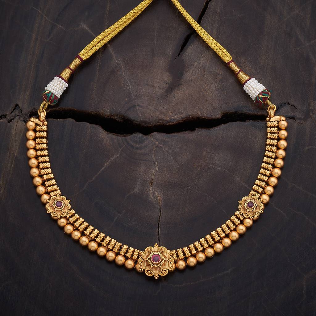 Kushal'S Fashion Jewellery Ruby Gold-Plated Ethnic Copper Antique Necklace-169790 : 410073