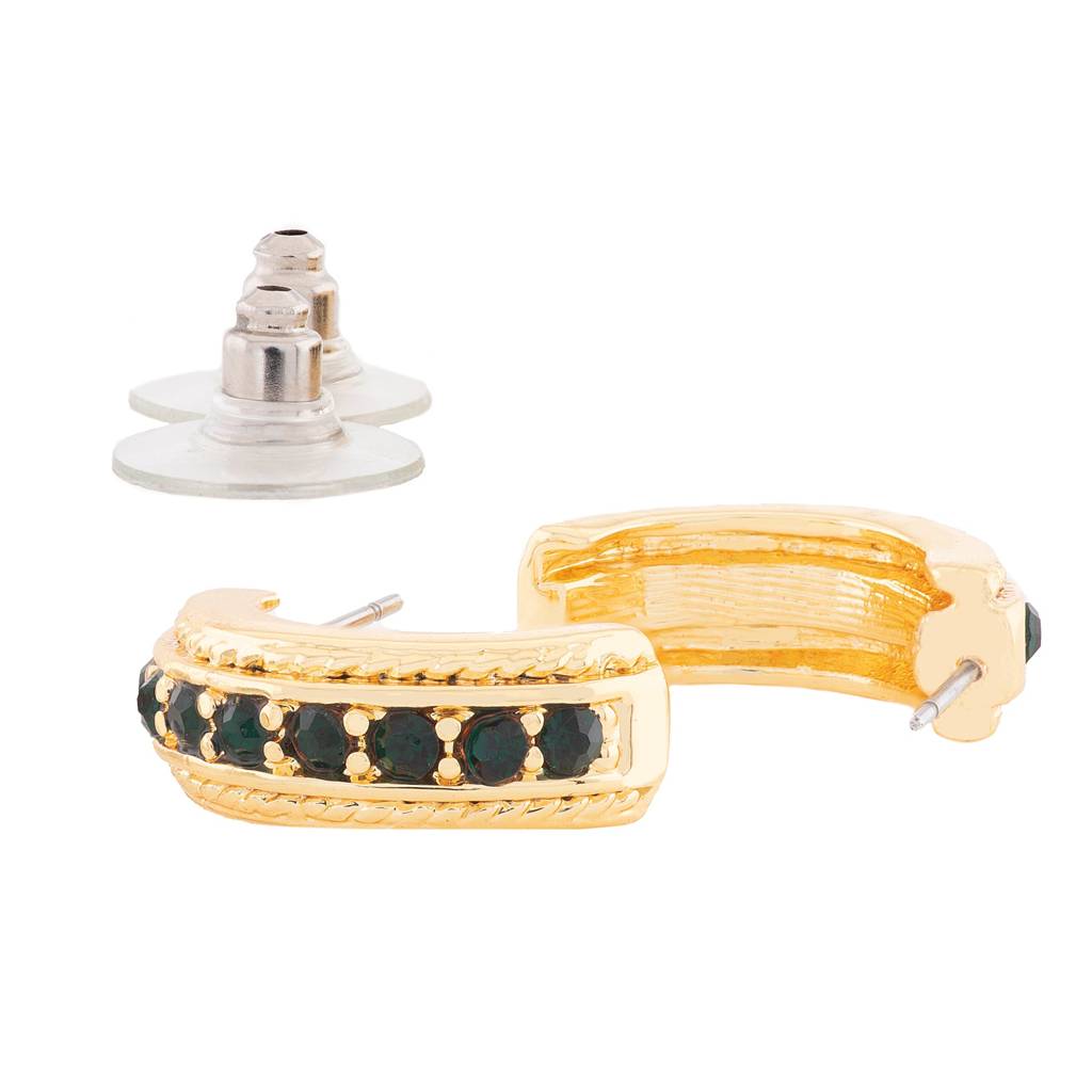 Estele Gold Plated Green Candy Crystal Stud Earrings For Women. : 766704GNER