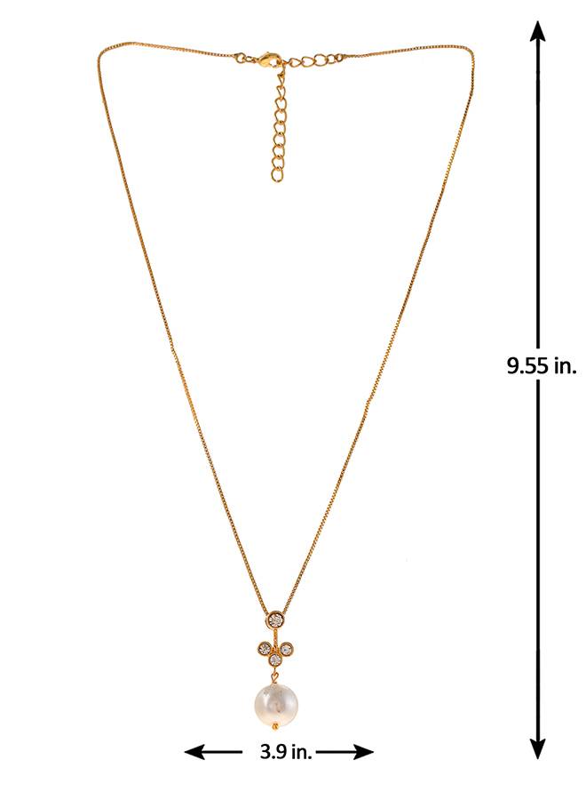 Mothers Day Pearl Drop And Cz Studded Pendant With Jacket Earrings : 8905124502046