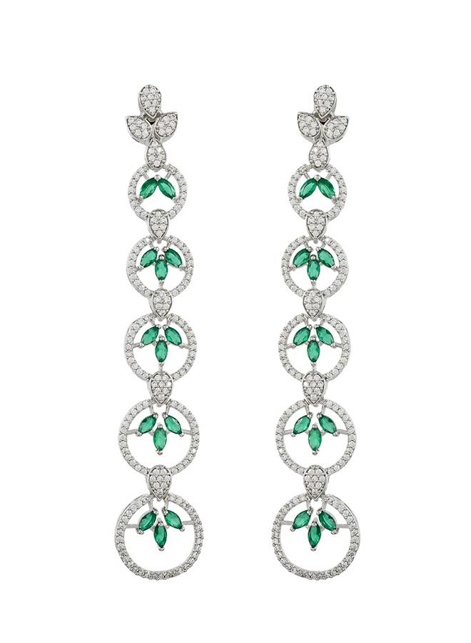 Sparkling Elegance Eternal Grace Emerald American Diamond Dangler Earrings : 8905124528404