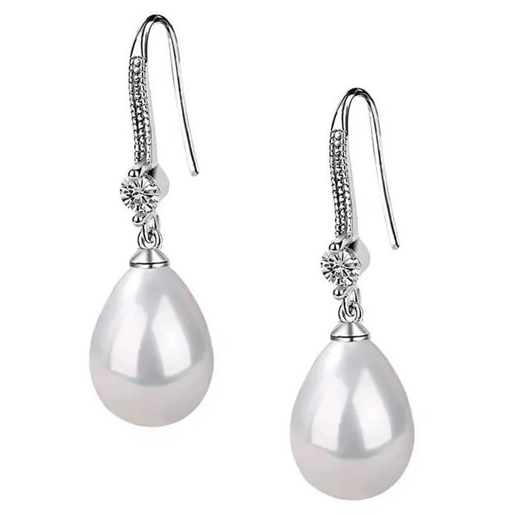Pearl Studded Silver Plated Drop Earrings Fashion Stylish Jewellry Gift For Girls & Women (Px8E82) : PX8E82