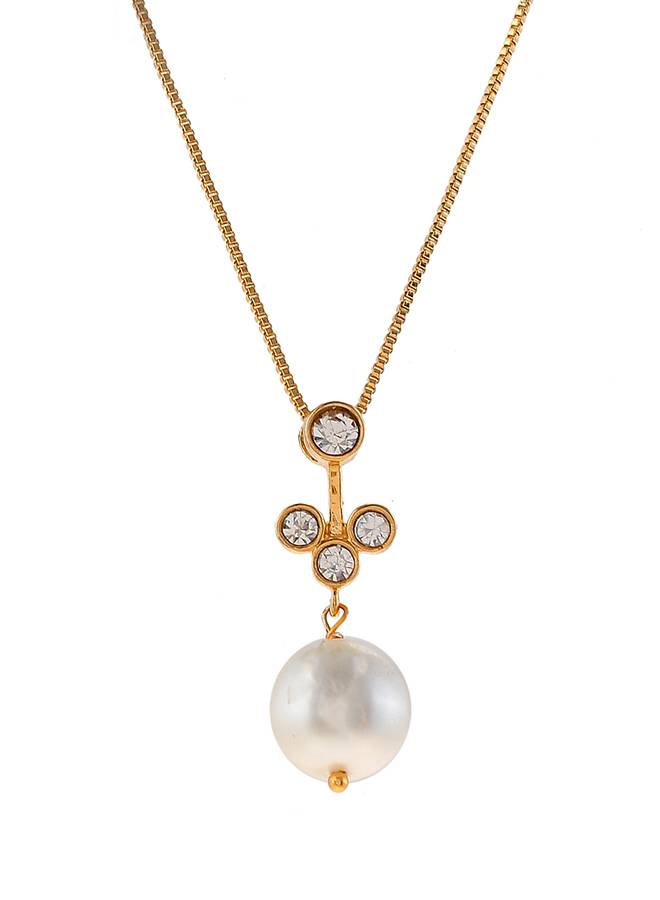 Mothers Day Pearl Drop And Cz Studded Pendant With Jacket Earrings : 8905124502046