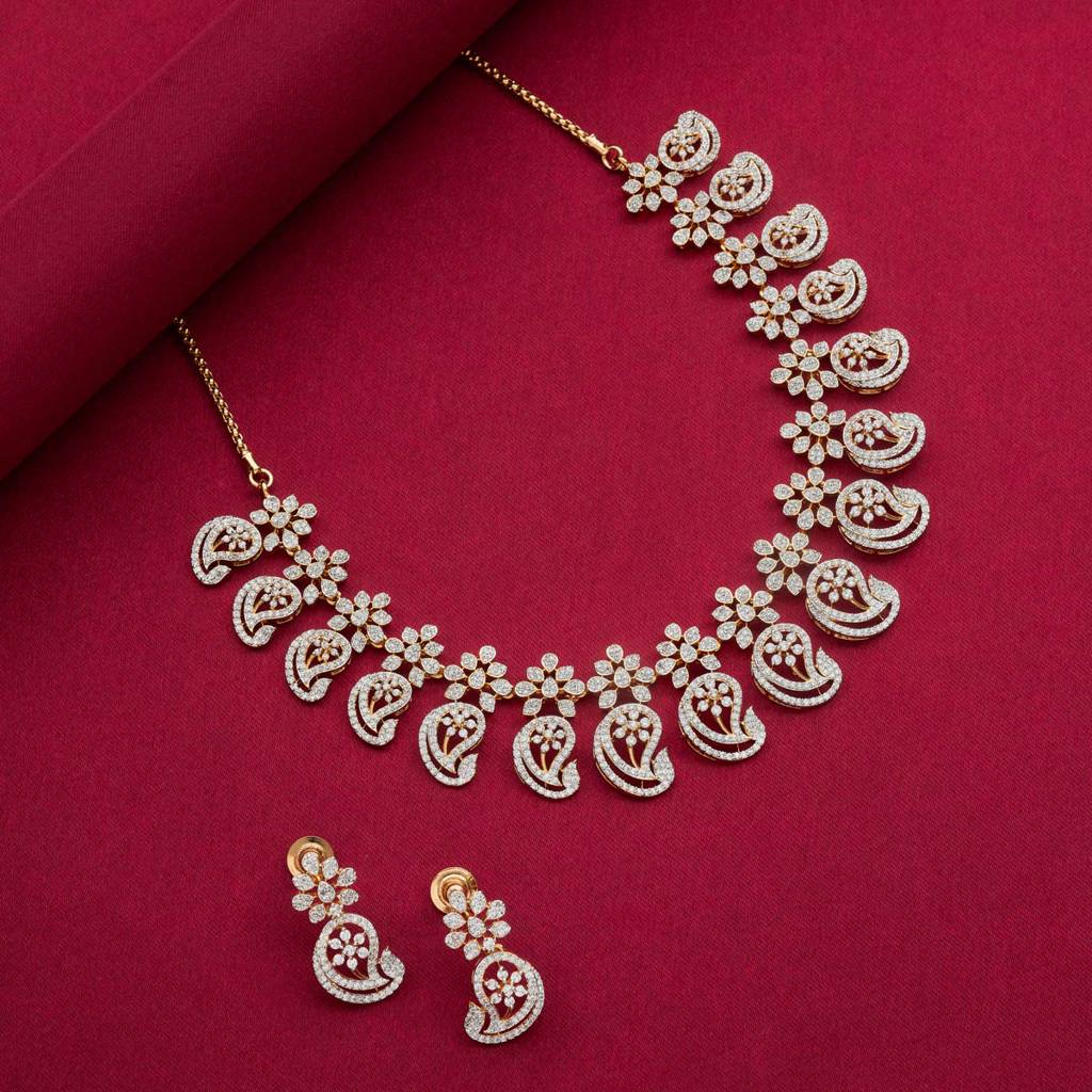 Kushal'S Fashion Jewellery White Gold-Plated Ethnic Zircon