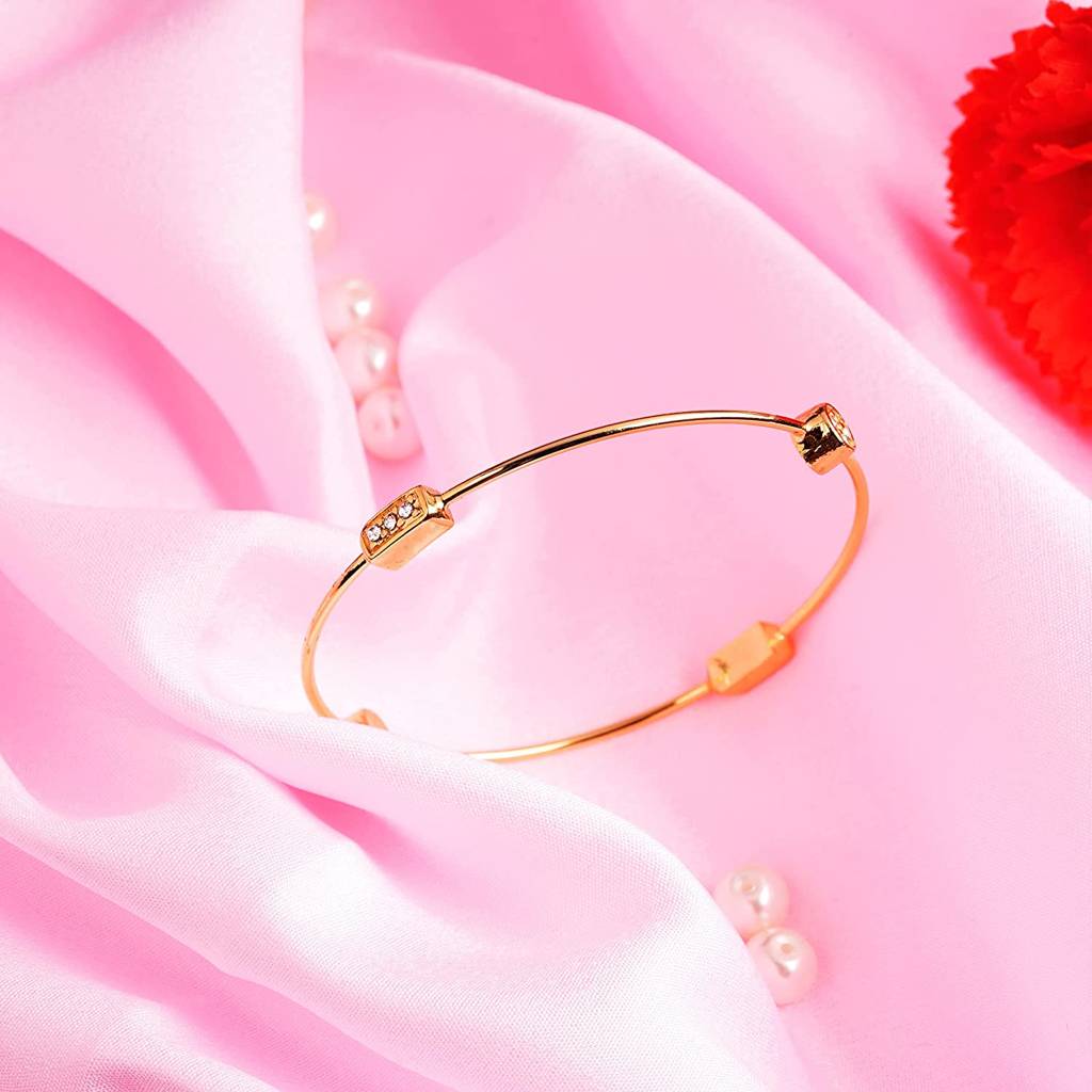 Estele Gold & Rhodium Plated White Austrian Crystal Stone Kada Bracelet For Girls And Women : 251BR