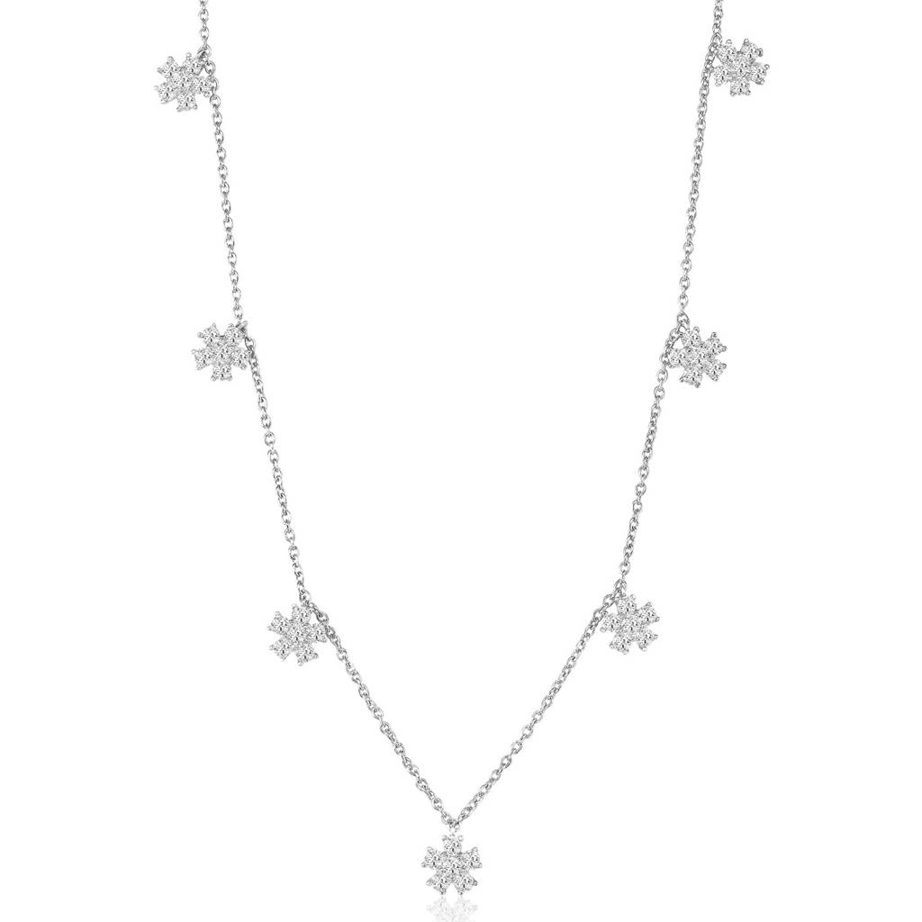 925 Sterling Silver Cubic Zirconia Studded Rhodium Plated Classic Pendant Chain Necklace Fine Jewellery Gift For  : PF18CP154S