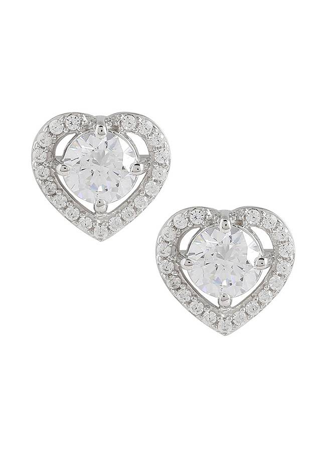 925 Sterling Silver Cz White Stone Embedded Stud Earrings : 8905124441178