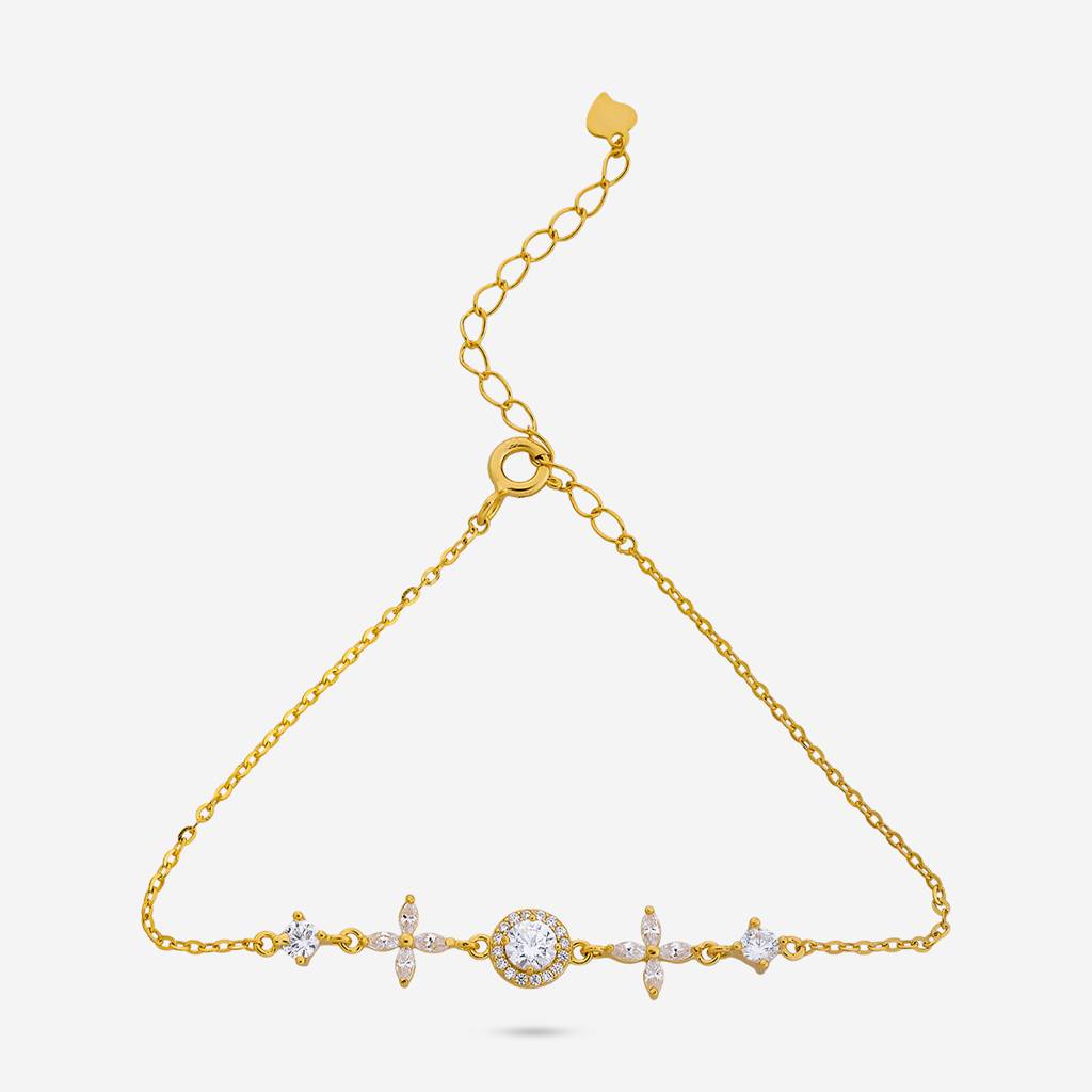 Gold-Plated Party Zircon 92.5 Sterling Silver Bracelet -458068 : 458068