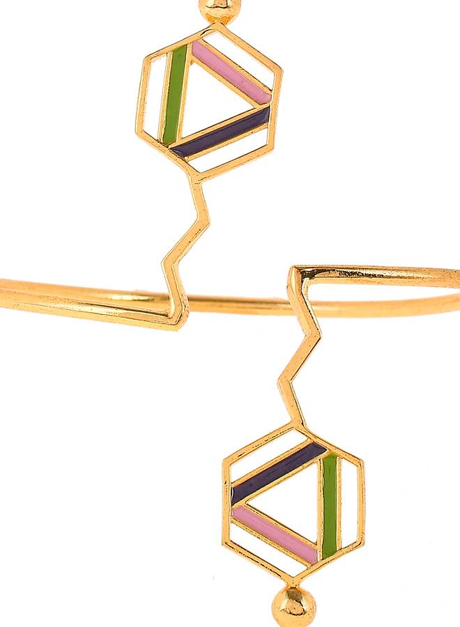 Benzene Enamelled Hexagons Cuff Bracelet : 8905124456769