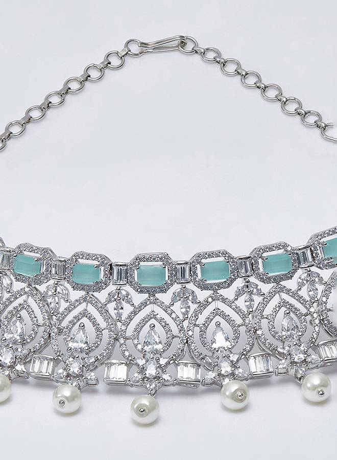 Cz Elegance Pearls And Gems Necklace Set : 8905124459227