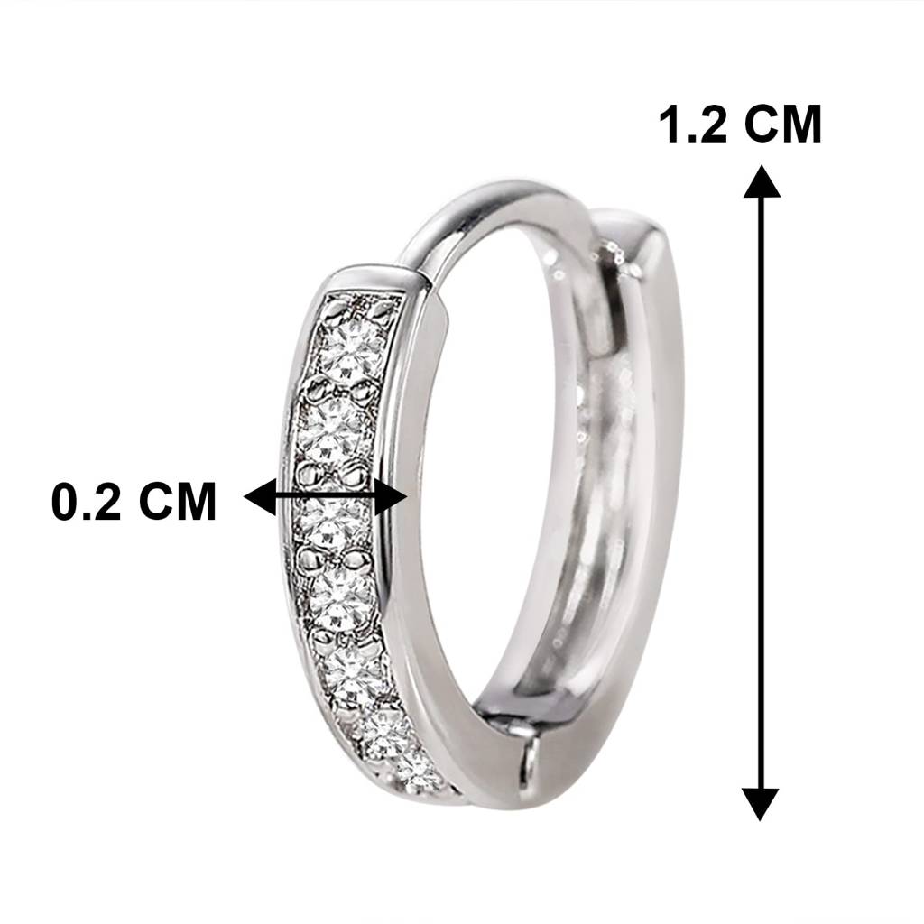 American Diamond Studded Silver Plated Hoop Earring Fashion Stylish Jewellry Gift For Girls & Women (Px8E128) : PX8E128