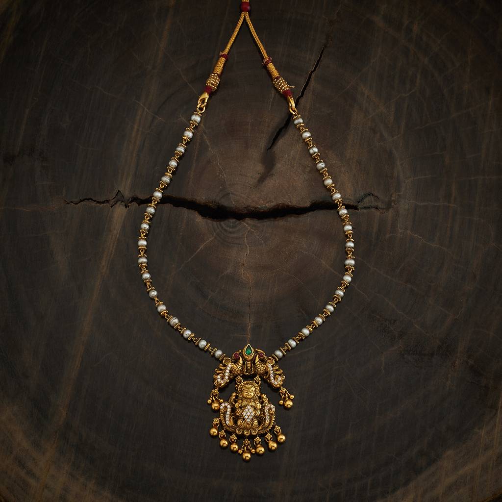 Kushal'S Fashion Jewellery Ruby-Green Oxidised Gold-Plated Ethnic 92.5 Pure Silver Temple Necklace-177168 : 424862