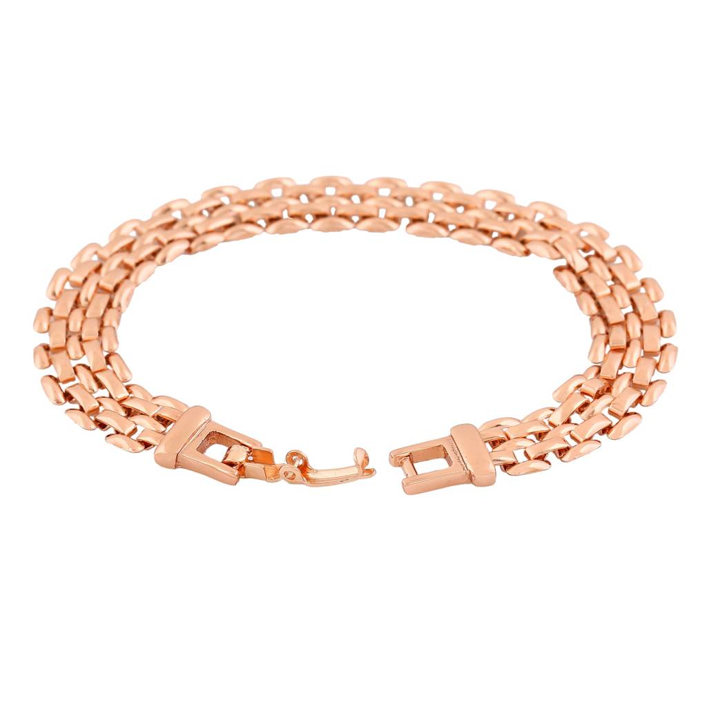 Estele Rosegold Plated Slender Brick Link Bracelet For Girls And Women : 215-RGBR