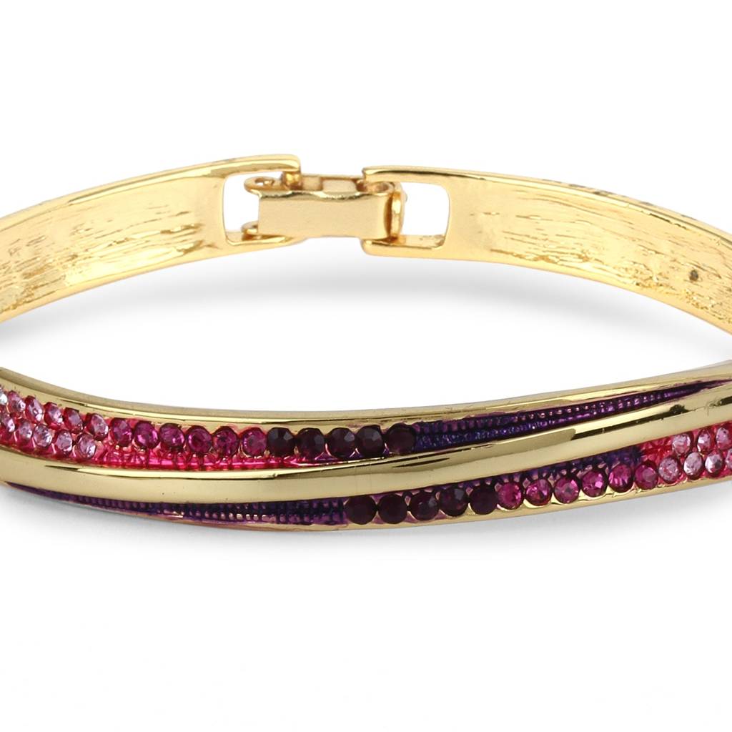 Estele Gold Plated Ravishing Blush Cuff Bracelet With Pink & Purple Crystals For Women : 101607BR