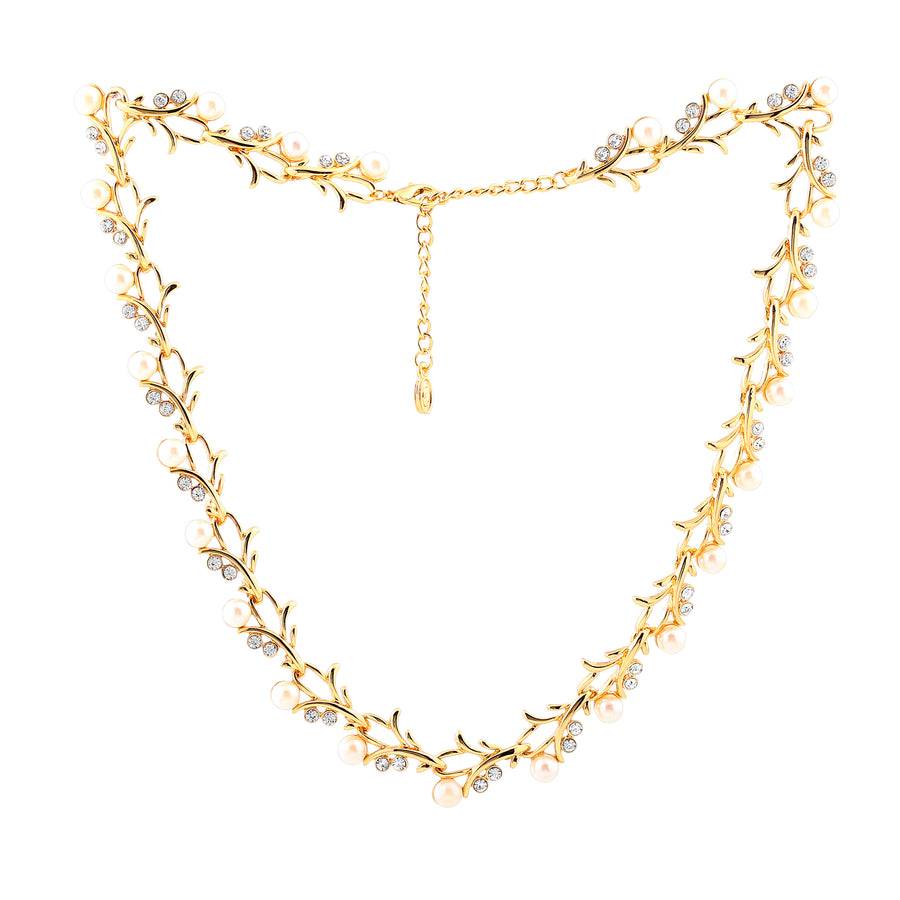 Estele Gold Plated Gorgeous Designer Necklace Set With Crystals & Pearls For Women : 6219NKER