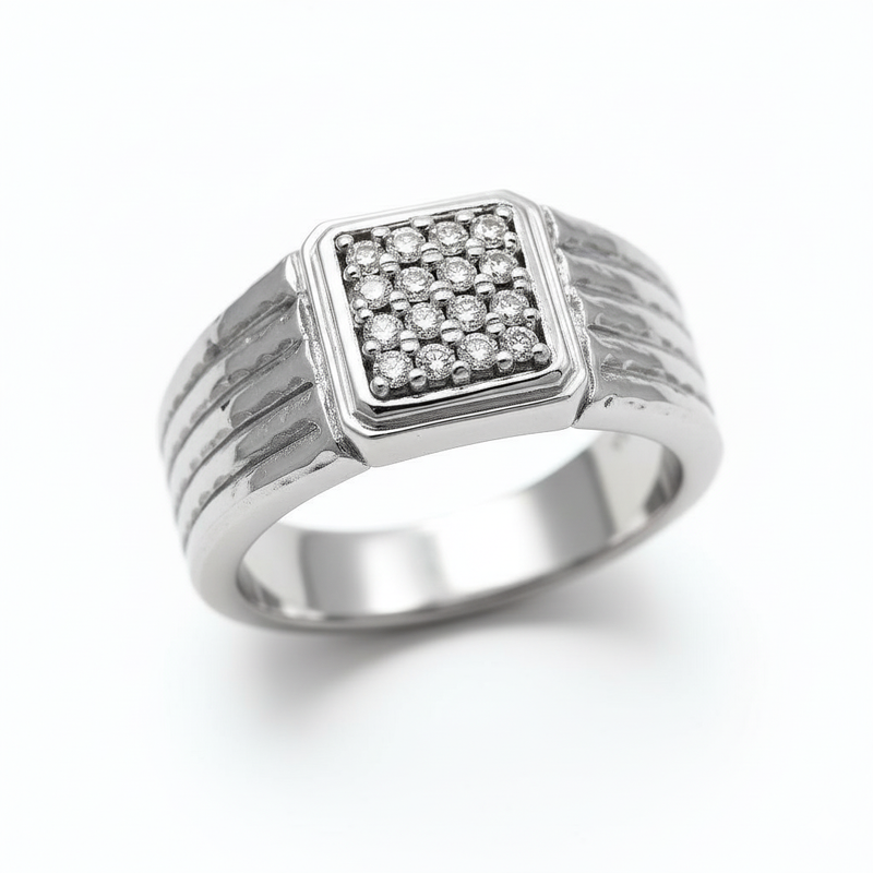 Regal Textured Moissanite Men'S Ring Band : TGDMR-02-R-23