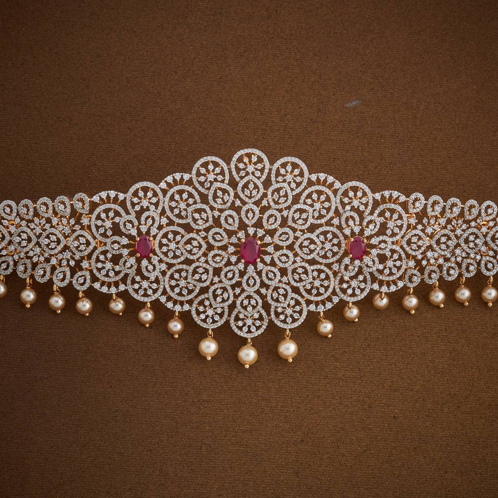 Kushal'S Fashion Jewellery Ruby Rhodium Gold-Plated Party Zircon Kamarband-178035 : 426546