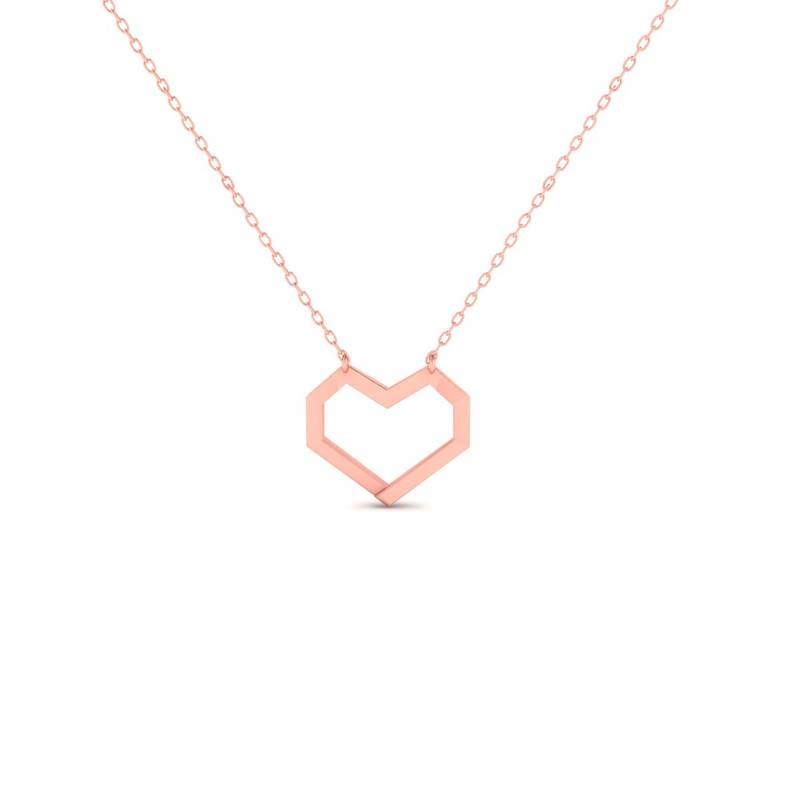 Geometric Heart Necklace 14K Gold Plated : TGDP-293-Y