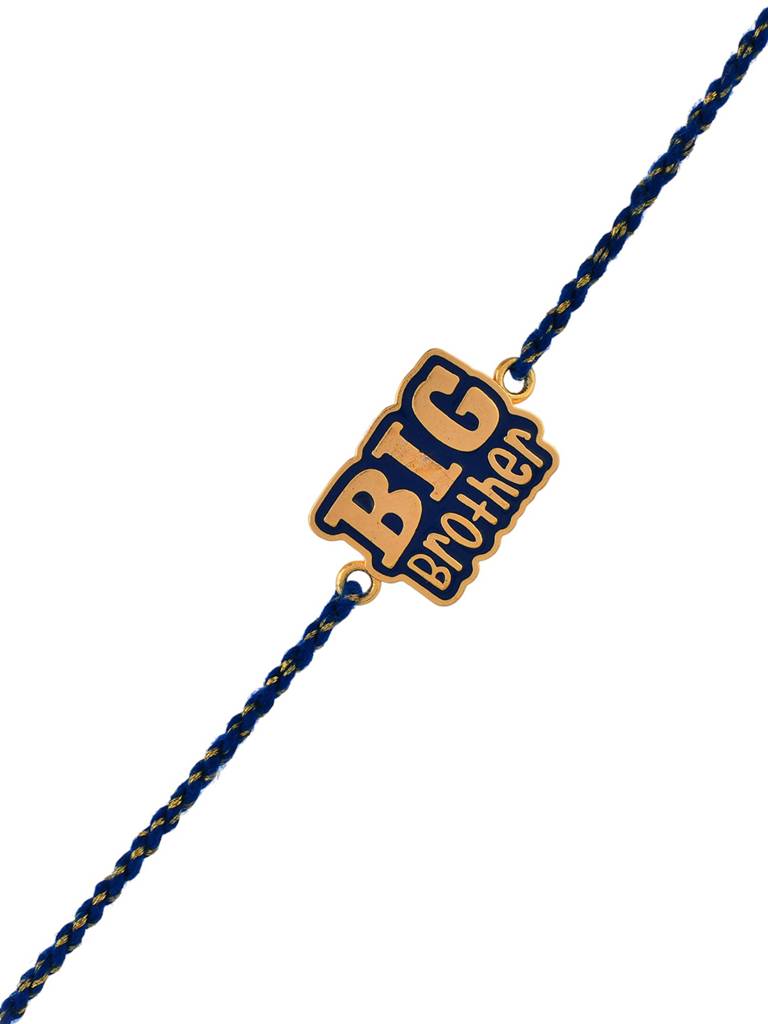 Navy Blue Enamel Big Brother Rakhi For Brother : 8905124530667