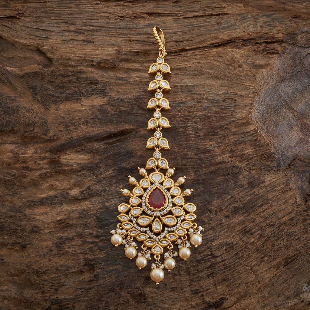 Ruby Plated Ethnic Kundan Maang Tikka-415284 : 415284
