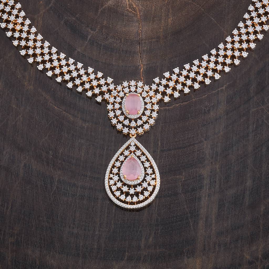 Kushal'S Fashion Jewellery Rhodium-Plated Cubic Zirconia Studded Jewellery Set-177999 : 426482