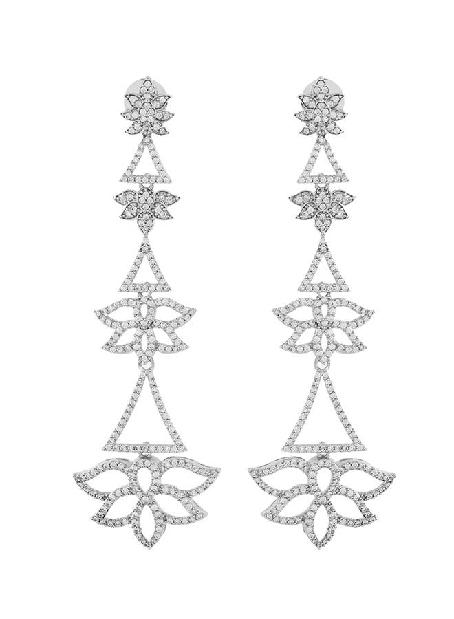 Sparkling Elegance Glamorous Gleam American Diamond Dangler Earrings : 8905124528381