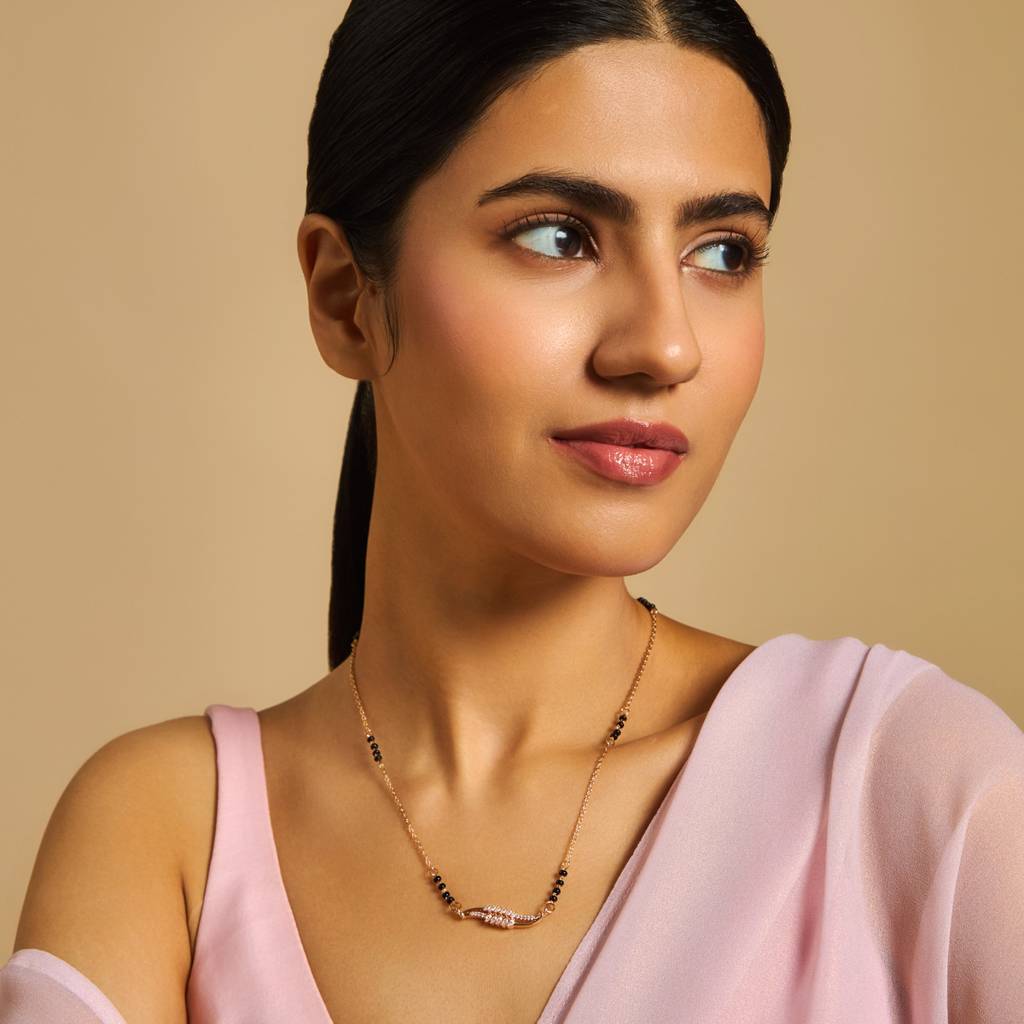 Kushal'S Fashion Jewellery White Gold-Plated Casual Wear Zircon Mangalsutra-172986 : 415057