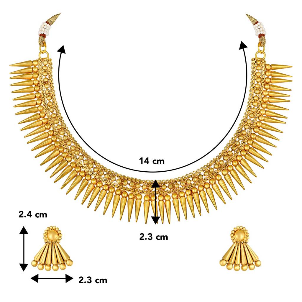 Gold Plated Choker Necklace With Earring Ethnic Jewellery Set Gift For Women Girls : PF04N134