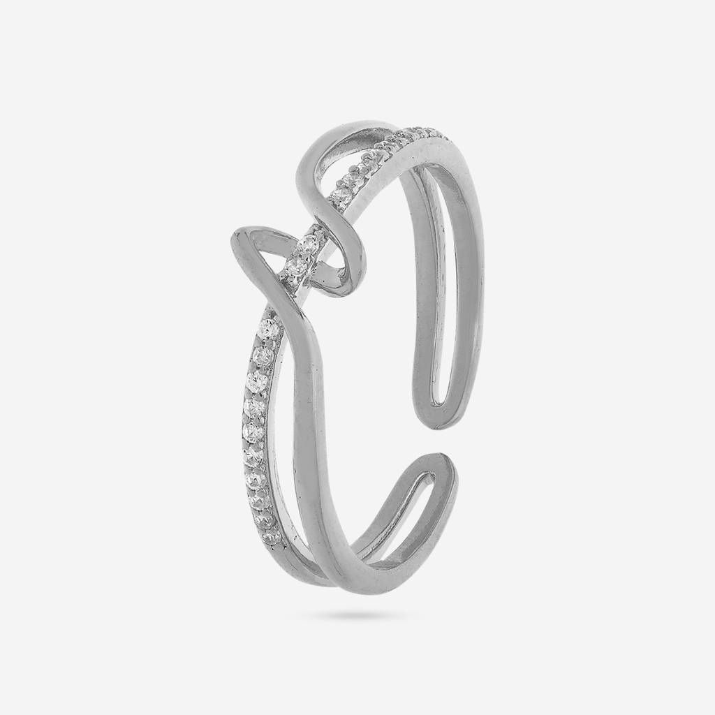 Rhodium-Plated Party 92.5 Sterling Silver Finger Ring -457898 : 457898