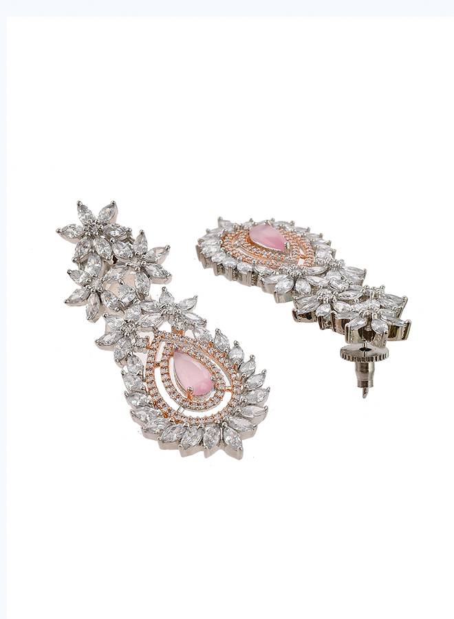 Cz Elegance Dual Tone Brass Made Necklace Set : 8905124477627