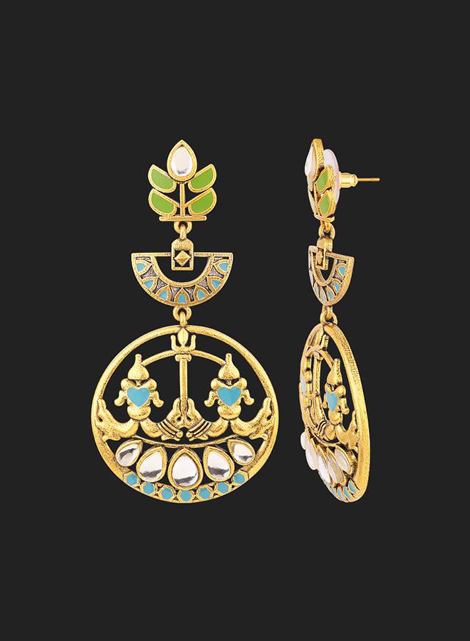 Gwalior Filigree Design Round Drop Earrings : 8905124047004