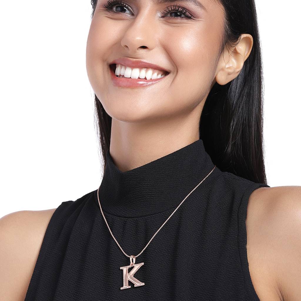 Estele Rosegold Plated K Letter Charm Pendant For Women : 1009-KPENDANT
