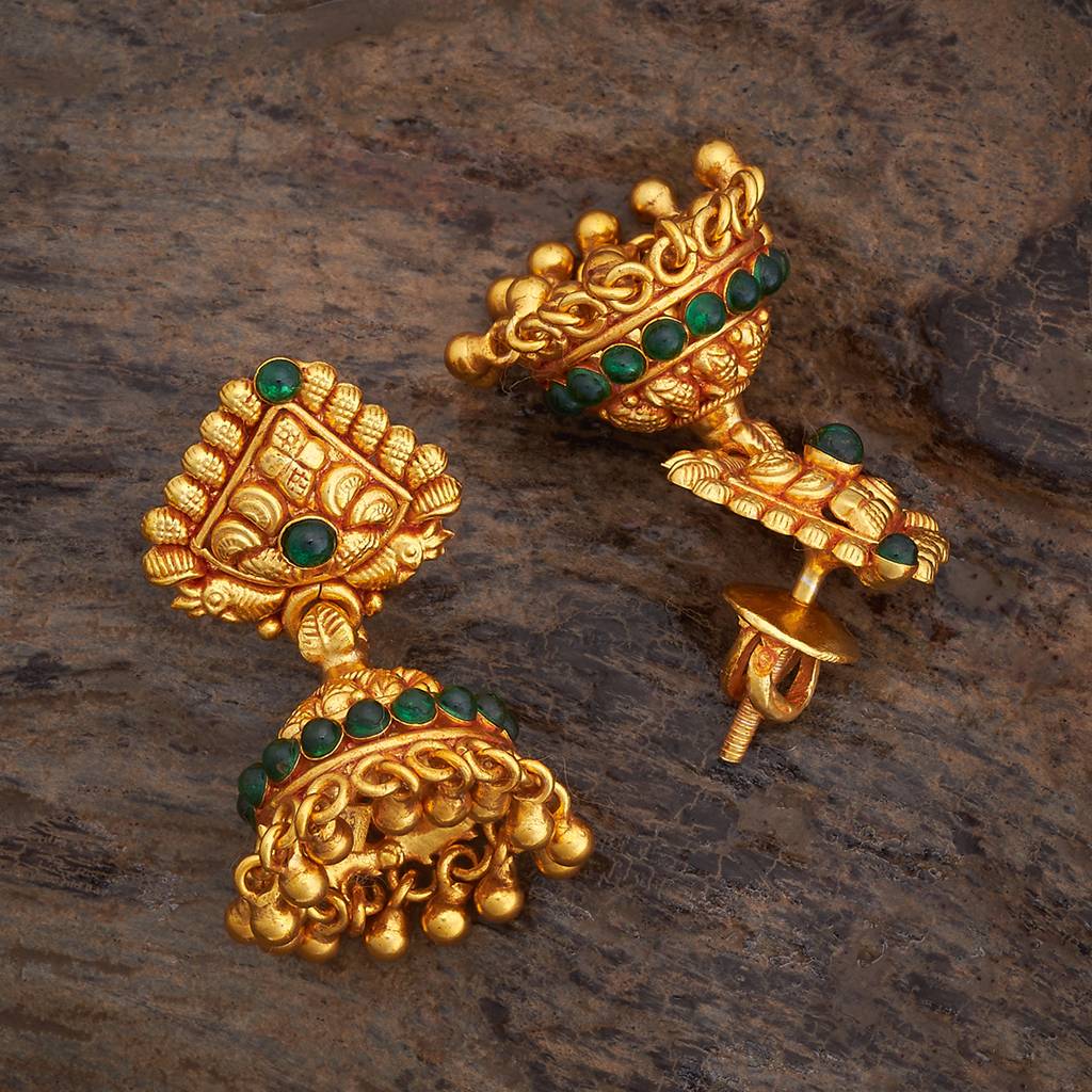 Kushal'S Fashion Jewellery Gold-Plated Ethnic 92.5 Pure Silver Temple Jhumkas-174134 : 417964