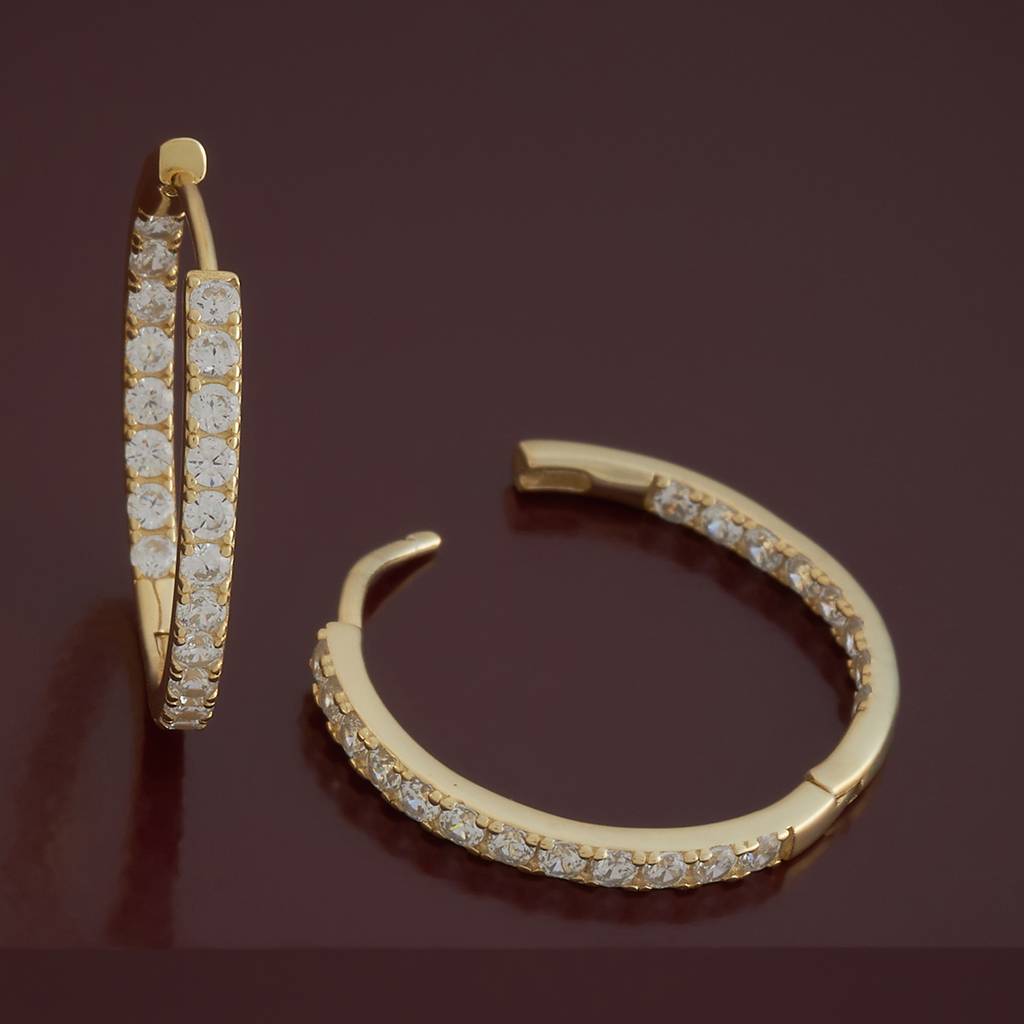 Kushal'S Fashion Jewellery White Gold-Plated Party 92.5 Sterling Silver Hoops & Huggies-432246 : 432246
