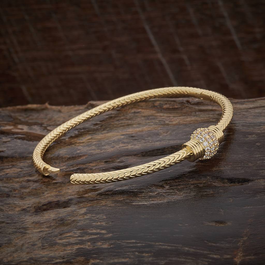 Kushal'S Fashion Jewellery White Gold-Plated Party Zircon Kada-184876 : 441357