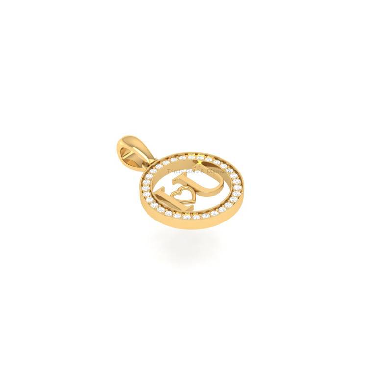 ÂI Love Youâ Moissanite Circle Pendant With Chain In 14Kt Gold Over Sterling Silver : TGDP-28