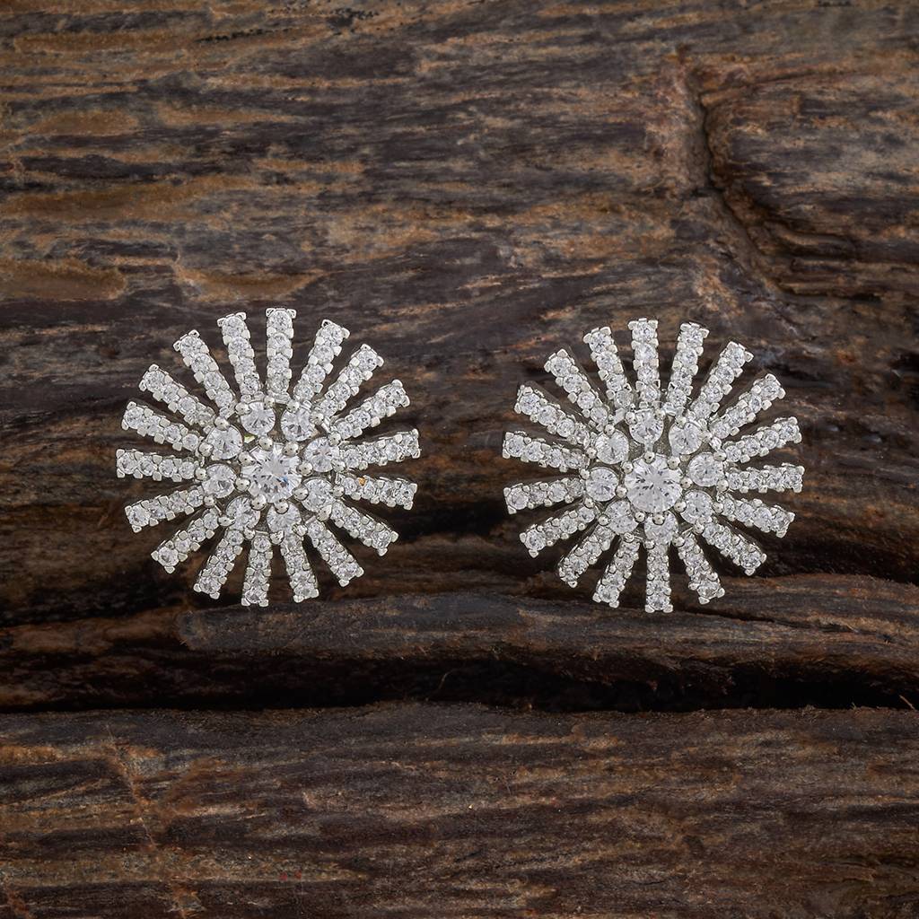 Kushal'S Fashion Jewellery  Rhodium-Plated Party Zircon Studs-178446 : 427333