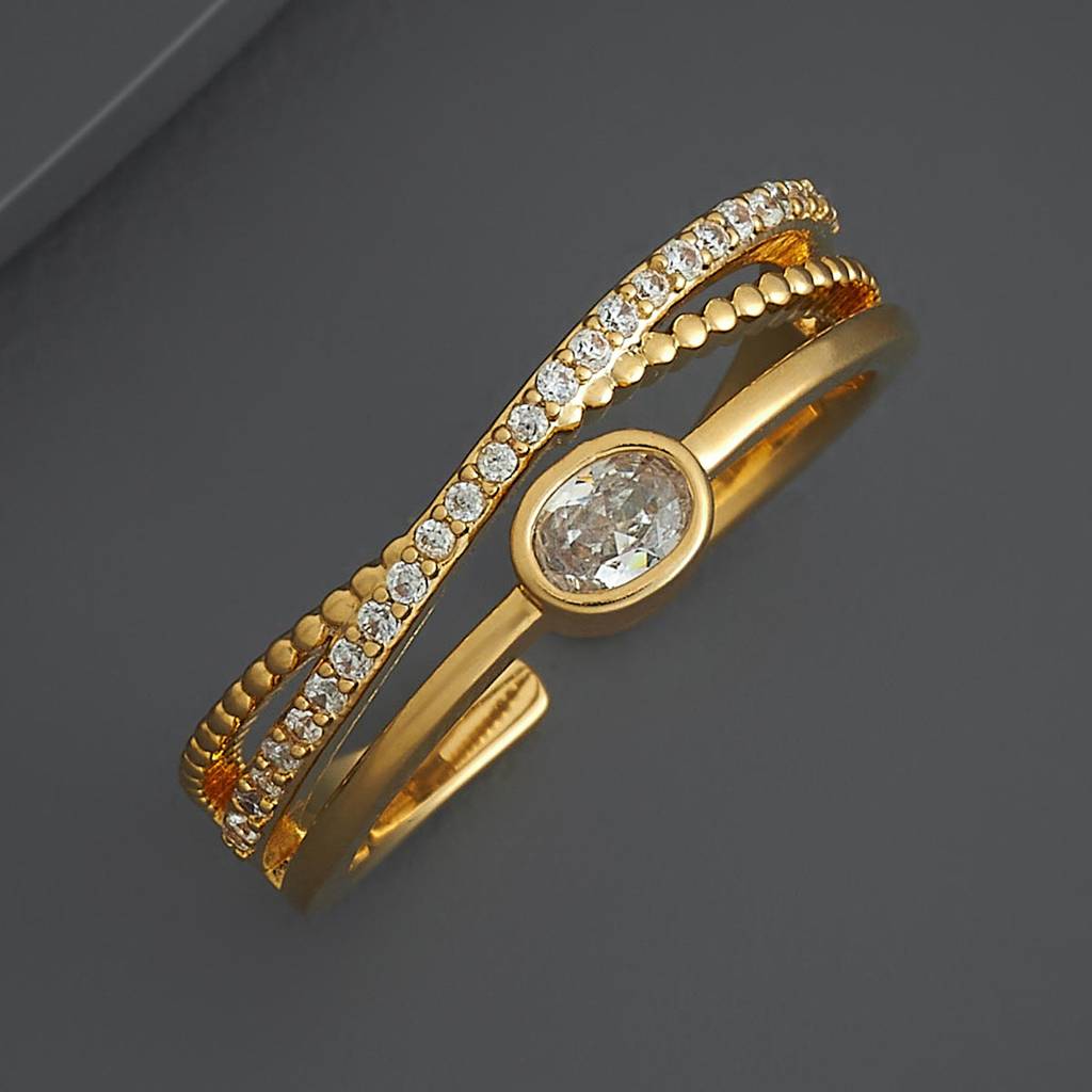 Kushal'S Fashion Jewellery White Gold-Plated Party Trendy Zircon Finger Ring-186823 : 445398