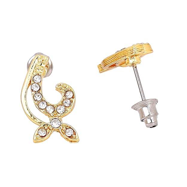 Elegant Gold Finish Necklace Set | Sparkling Crystal Jewelry With Earrings : 50500048-IGNKER