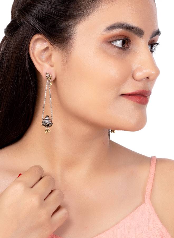Gullak Ghungroo Drop Chain Dangler Earrings : 8905124137316