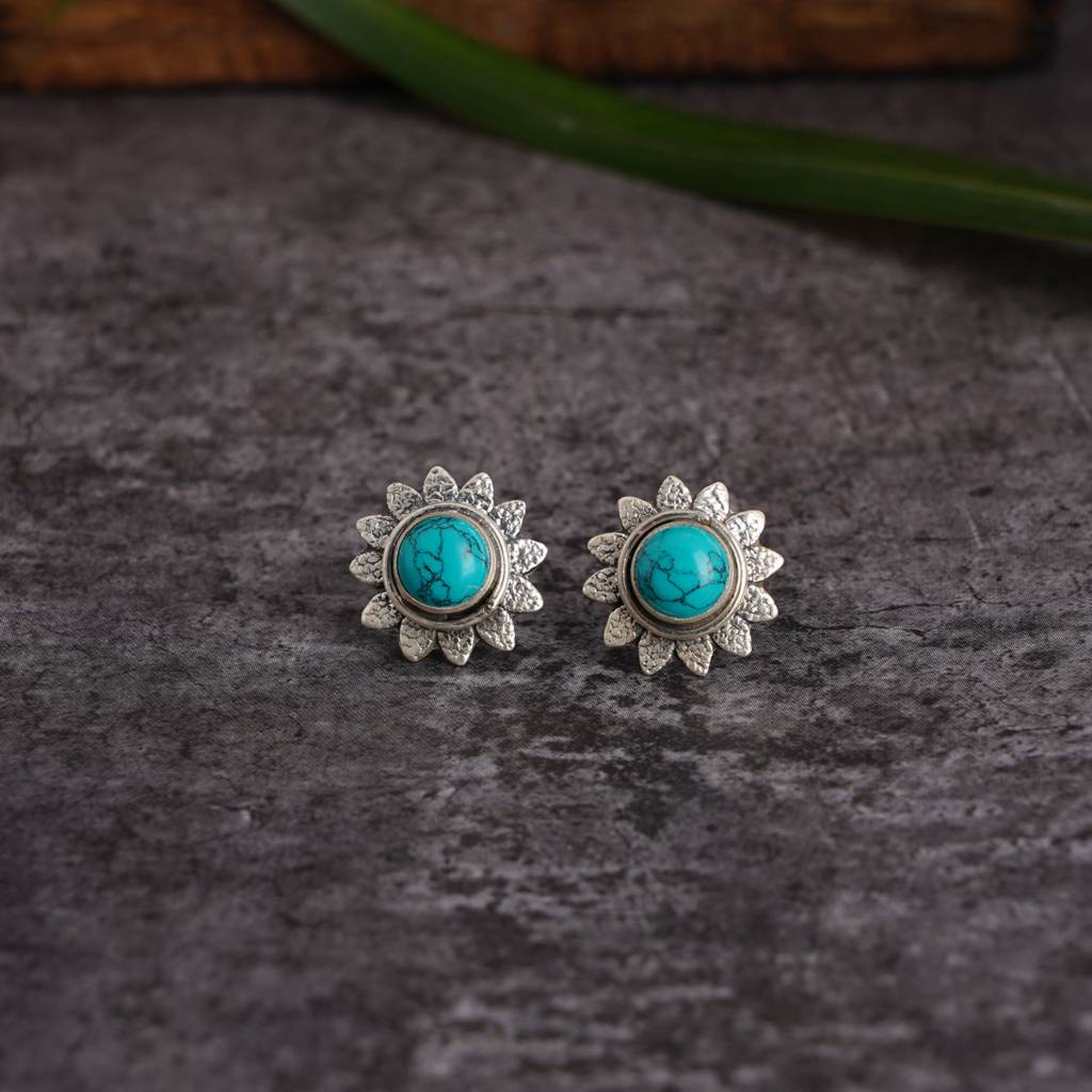 Flower Turquoise Studs : SSE713