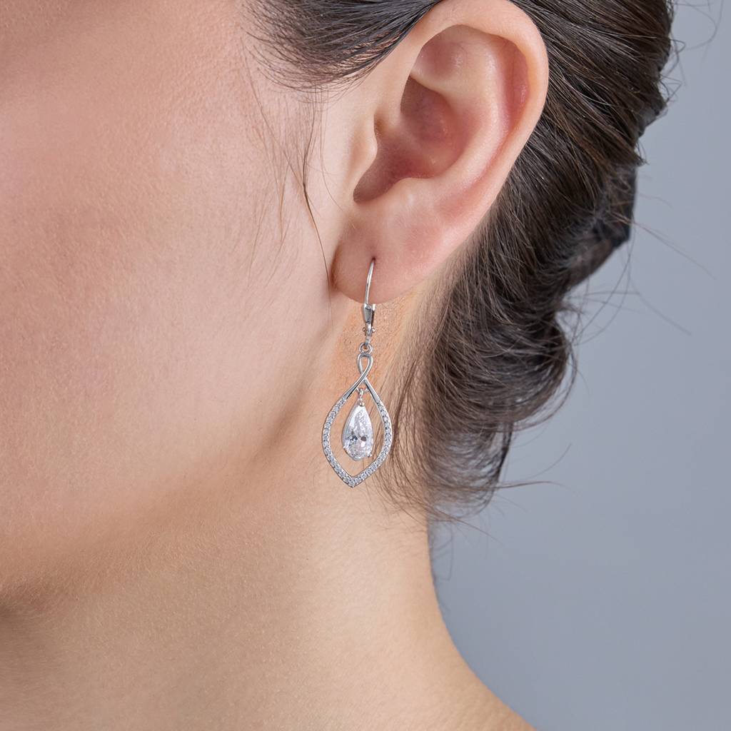 Kushal'S Fashion Jewellery White Rhodium-Plated Party Zircon 92.5 Sterling Silver Drop Earrings-183097 : 437190
