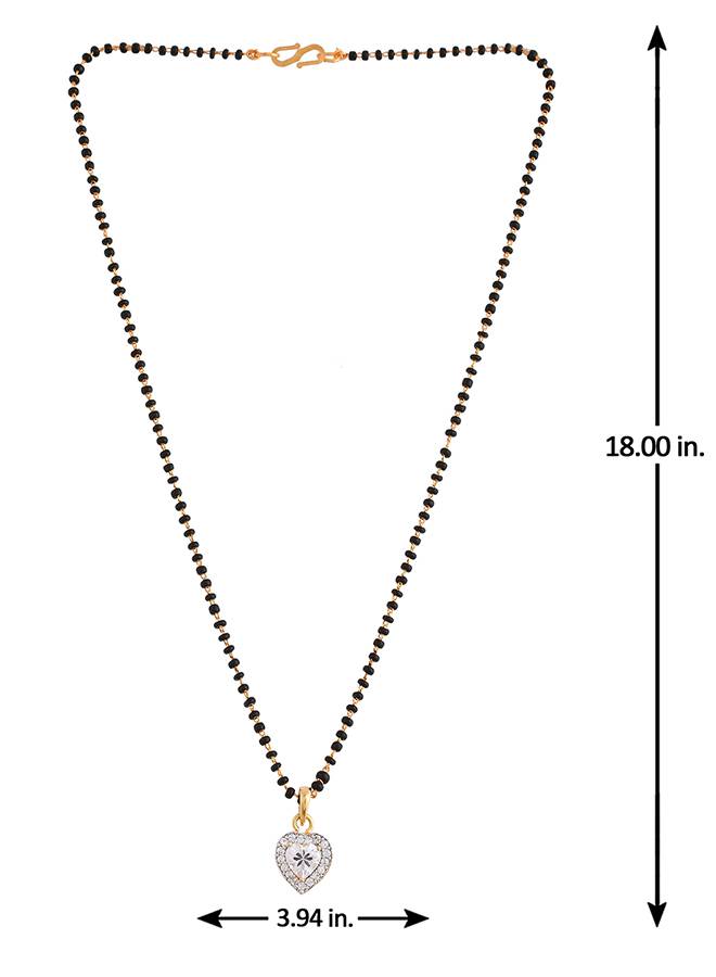 Sparkling Essential White Heart Shaped Cz Studded Gold Plated Mangalsutra Set : 8905124495102