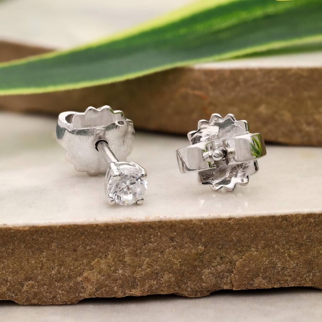 925 Silver Cz Stud Earrings | Sparkly Classic Everyday : SE_000766