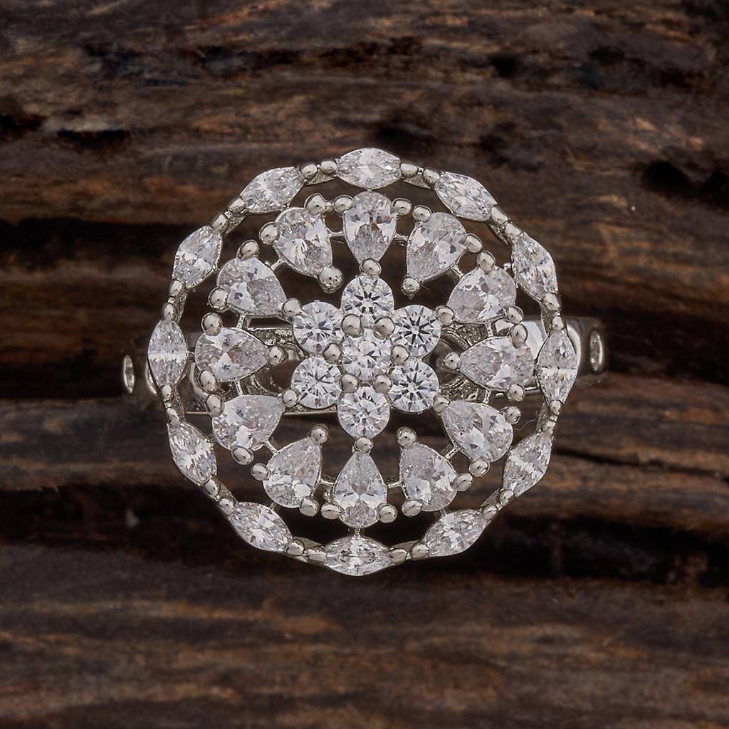 Kushal'S Fashion Jewellery White Cz-Studded Gold-Plated Finger Ring-178520 : 427494