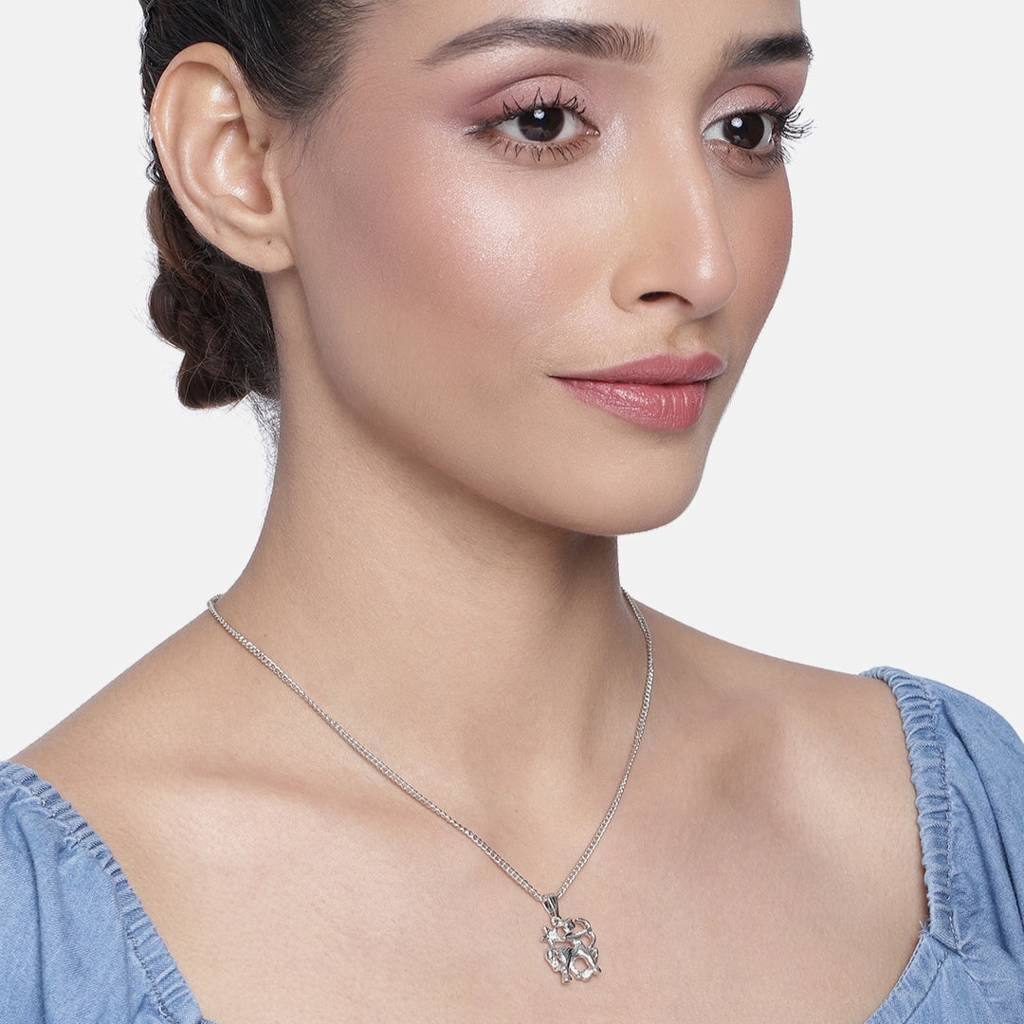 Estele Rhodium Plated Sagittarius Zodiac Sign Designer Pendant With Crystal For Women : 818-NKNK