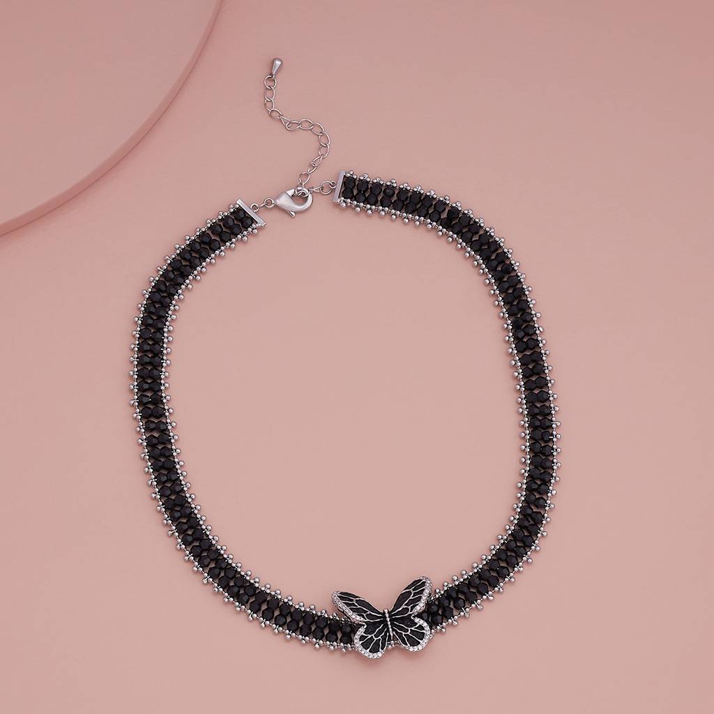 Kushal'S Fashion Jewellery Black-Plated Party Trendy Zircon Necklace-186967 : 445583