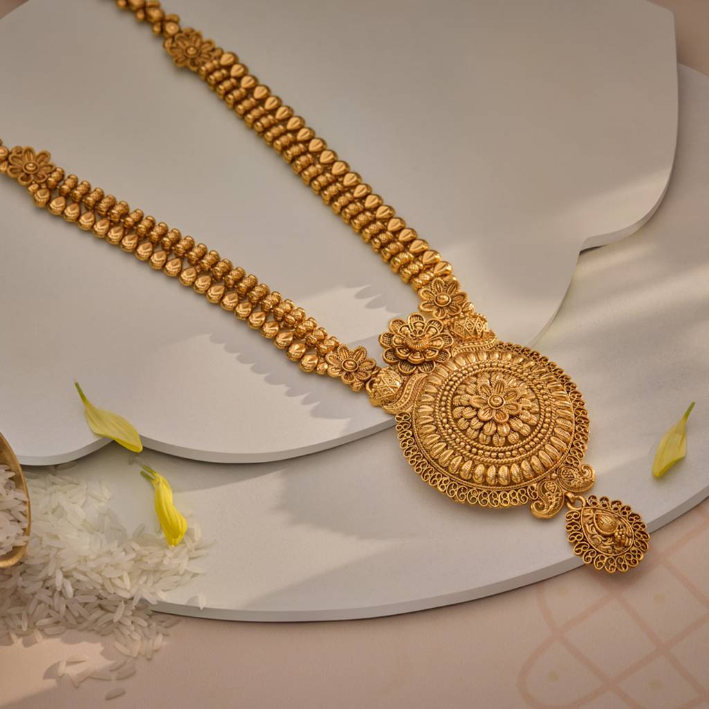 Kushal'S Fashion Jewellery Gold Gold-Plated Ethnic Antique Necklace-184439 : 440384
